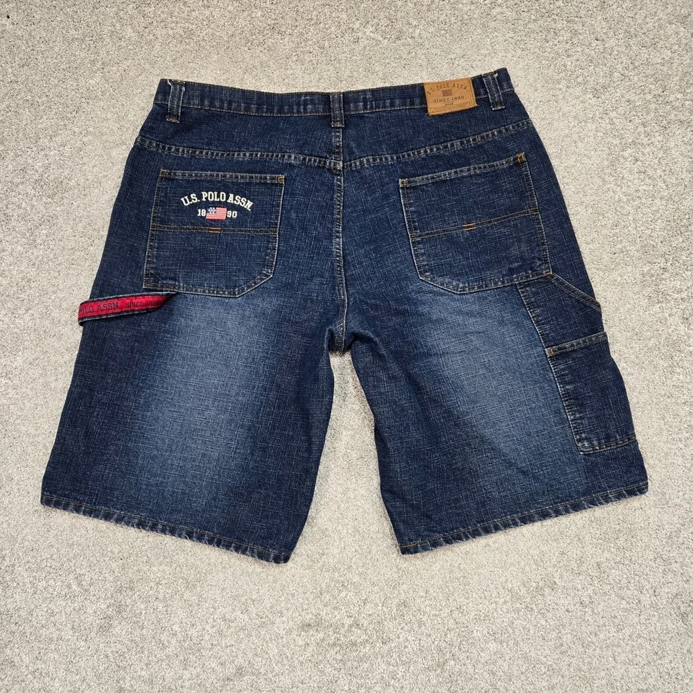 U.S. POLO Assn jean shorts‎ mens 42 Vintage Y2K Jorts Dark Blue Baggy EUC
